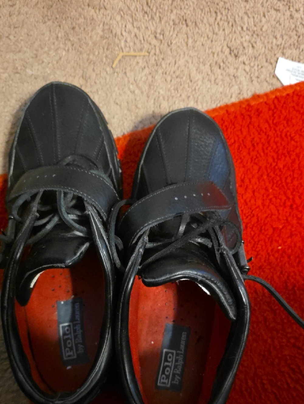 Polo by Ralph Lauren Black Men’s Leather Strap Sneakers